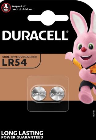 2 x duracell knopcel LR54/V10GA/LR1130 1.5v