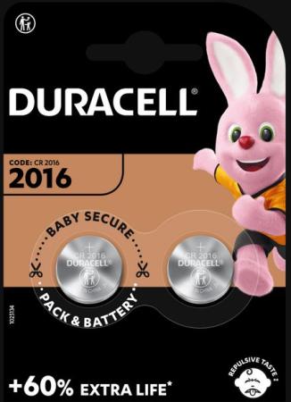 2 batterijen duracell knopcel CR2016 3v
