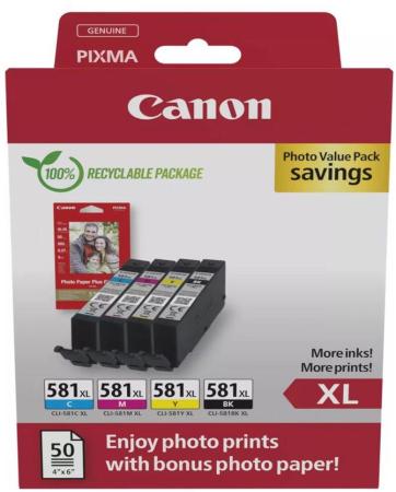 Canon CLI-581 XL C/M/Y/BK 4 kl combo + papier