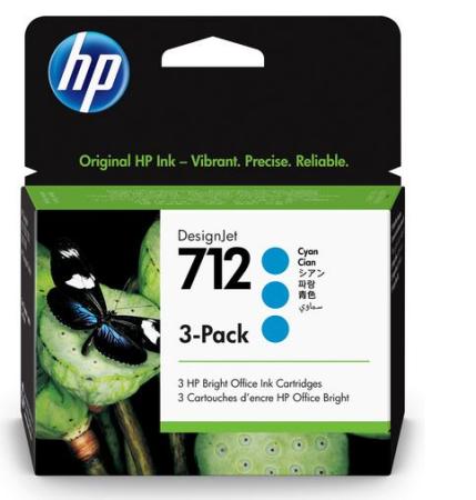 hp cartridge 712 cyaan 26 ml - triopack