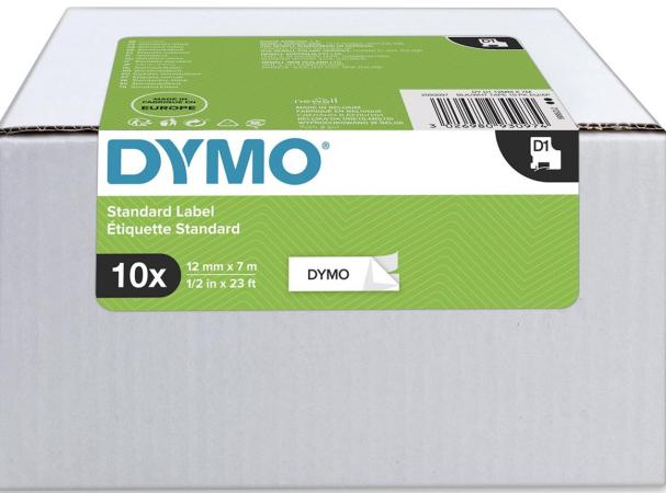 PROMOPACK 10 X dymo D1 12 mm x 7 m zwart op wit