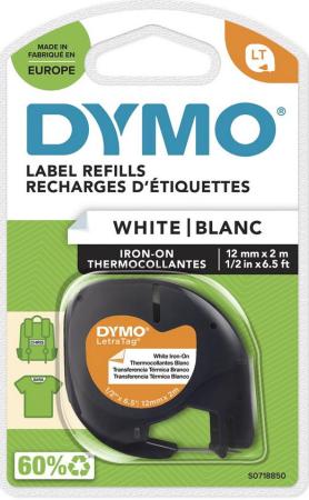 dymo letratag opstrijktape wit 12 mm x 2 m