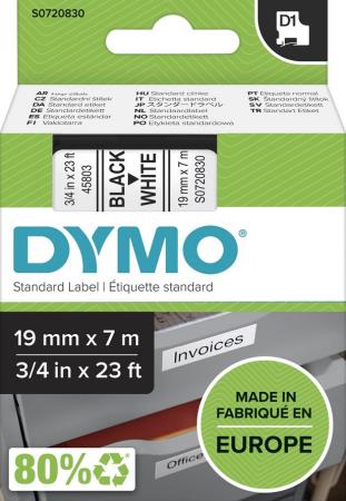 dymo D1 tape 19 mm x 7 m zwart op wit