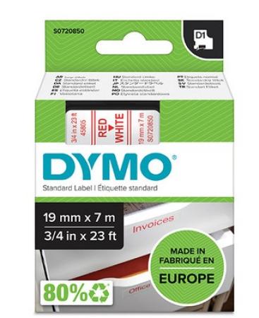 dymo D1 tape 19 mm x 7 m rood / wit