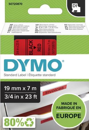 dymo D1 tape 19 mm x 7 m zwart / rood