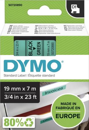 dymo D1 tape 19 mm x 7 m zwart / groen