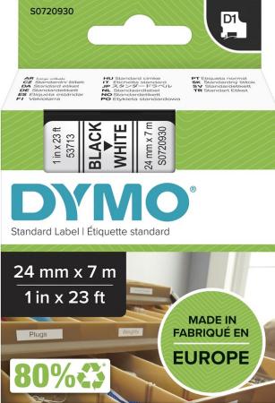 dymo tape D1 24 mm x 7 m zwart op wit