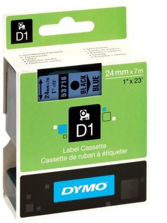 dymo tape D1 24 mm x 7 m zwart op blauw