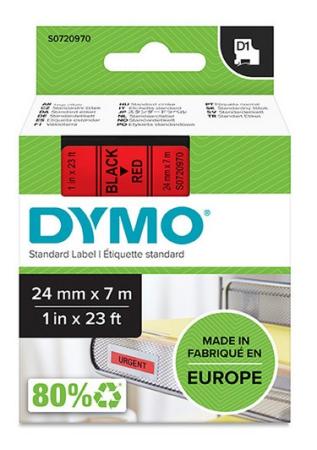 dymo tape D1 24 mm x 7 m rood op wit