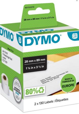 dymo labelwriter etiket adres 89 x 28 mm (2 x 130)