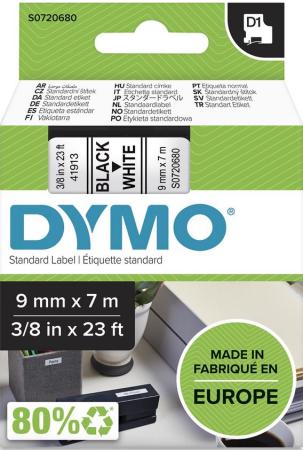 dymo D1 tape 9 mm x 7 m zwart op wit