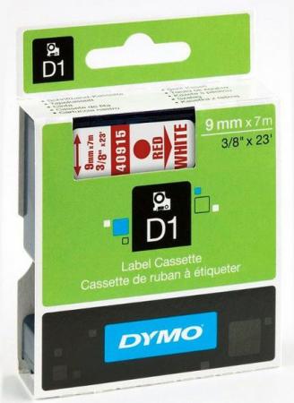 dymo D1 tape 9 mm x 7 m rood op wit