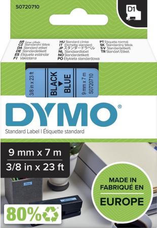 dymo D1 tape 9 mm x 7 m zwart op blauw @