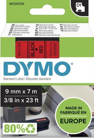 dymo D1 tape 9 mm x 7 m zwart op rood