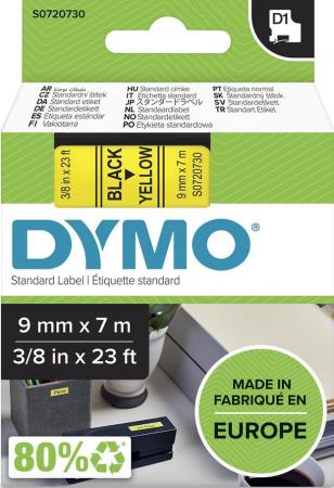 dymo D1 tape 9 mm x 7 m zwart op geel
