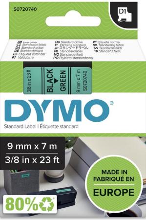 dymo D1 tape 9 mm x 7 m zwart op groen @