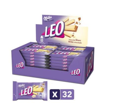 doos 32 Milka Leo witte chocolade wafeltjes 33 gr