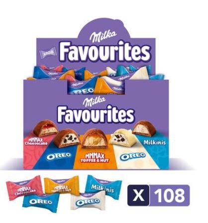 1 kg Milka Favourites mix bonbons 108 stuks