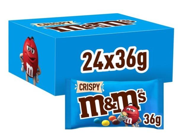 24 x M&M's Cripsy zakjes 36 gr