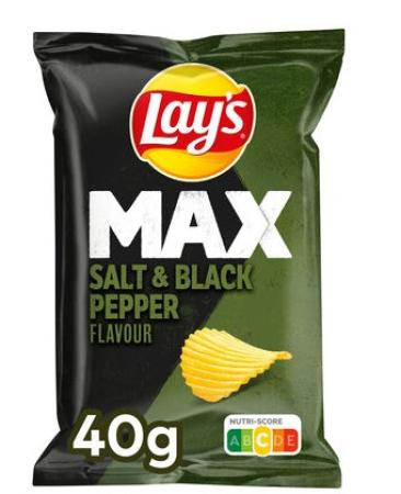 20 zakjes chips Lay's Max Salt & Pepper 40 gr