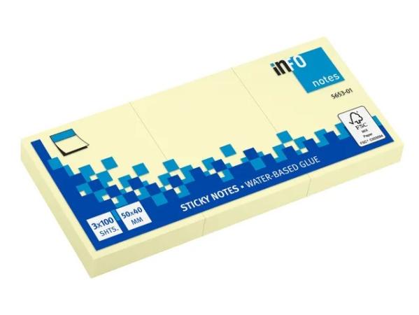 pak 3 blokjes info notes 40 x 50 mm lichtgeel