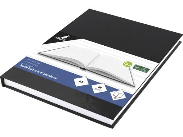 schrift hardcover Kangaro A5 gelijnd 80 gr zwart
