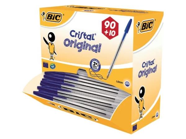 doos 100 balpen bic cristal medium blauw