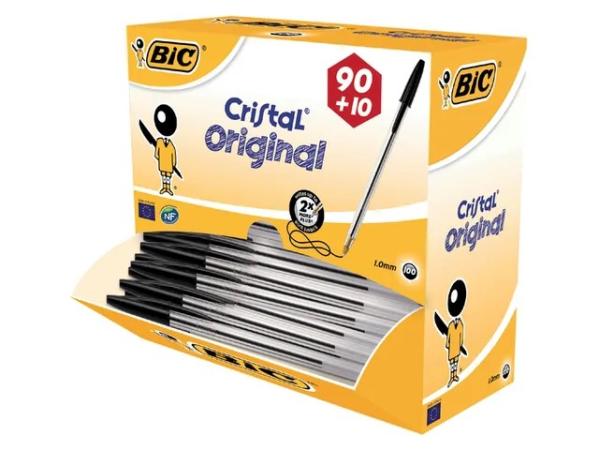 doos 100 balpen bic cristal medium zwart