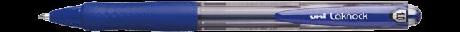 balpen uniball laknock met drukknop medium blauw