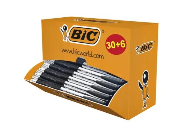 balpen bic atlantis zwart medium / 30 + 6 gratis