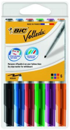 witbordstift bic velleda 1741 etui 6 kleuren