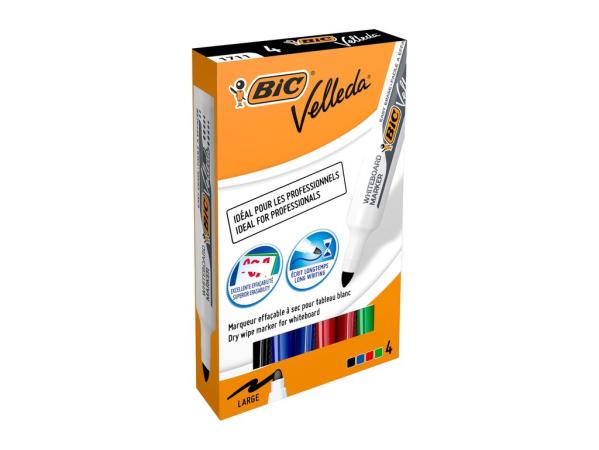 witbordstift bic velleda 1711 etui 4 kleuren large