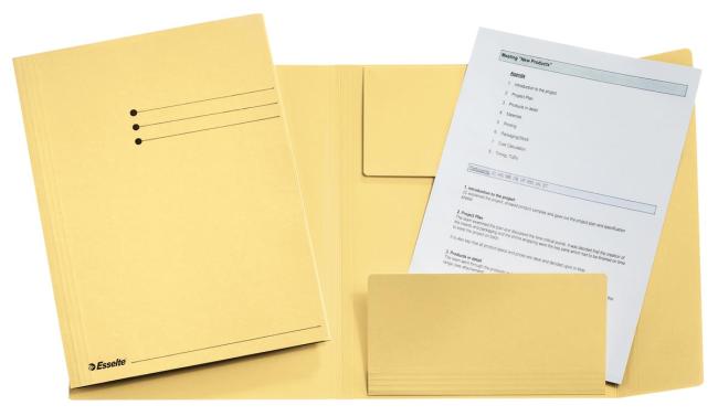 50 map 3 kleppen 275gr 318 x 240 mm A4 geel essel