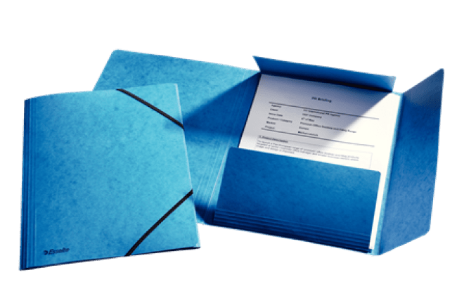 map 3 klep + elastiek esselte A4 karton blauw