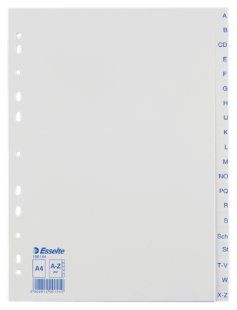 tabbladen A4 plastiek wit a-z bedrukt esselte