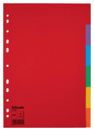 tabbladen A4 karton kleur economy 6 tabs esselte