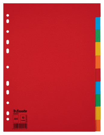 tabbladen A4 karton kleur economy 10 tabs esselte