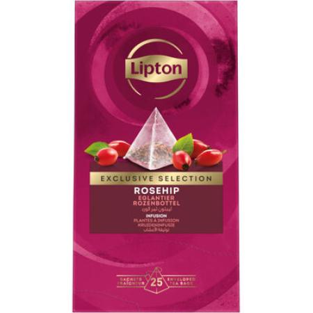 25 theezakjes Lipton Exclusive Rozebottel piramide