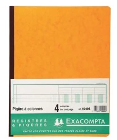 register A4+ exa 25 x 32 cm 4 kolommen op 1 blz