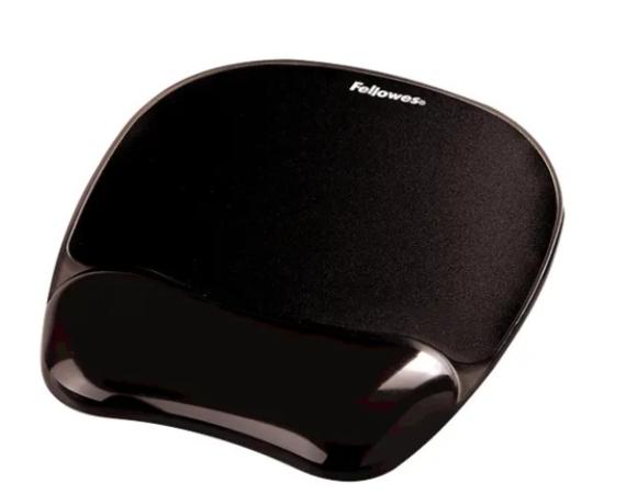 fellowes muismat met polssteun gel crystals zwart