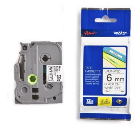 Brother p-touch TZ tape zwart op wit 6 mm