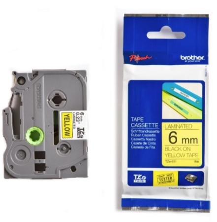 Brother p-touch TZ tape zwart op geel 6 mm