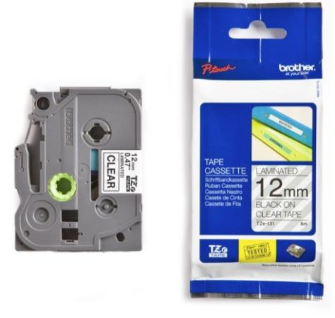 Brother p-touch TZ tape zwart op transparant 12 mm