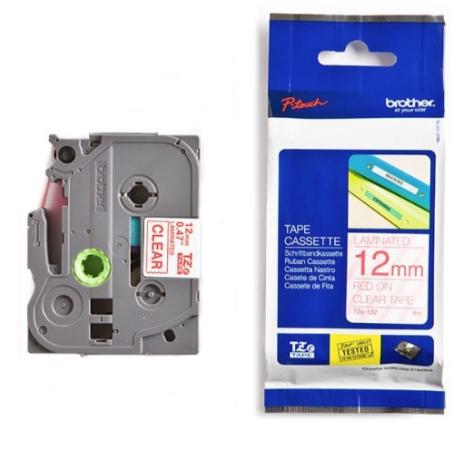 Brother p-touch TZ tape rood op transparant 12 mm