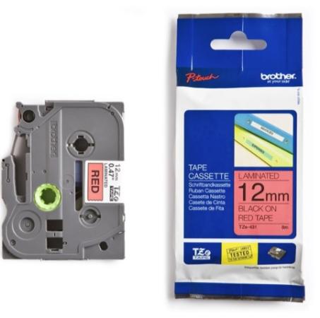 Brother p-touch TZ tape zwart op rood 12 mm
