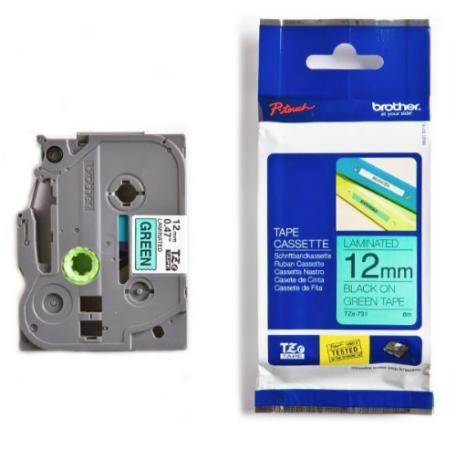 Brother p-touch TZ tape zwart op groen 12 mm