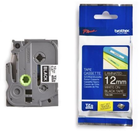 Brother p-touch TZ tape wit op zwart 12 mm