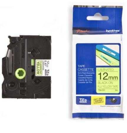 Brother p-touch TZ tape zwart op fluo geel 12 mm