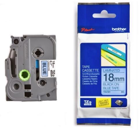 Brother p-touch TZ tape zwart op blauw 18 mm