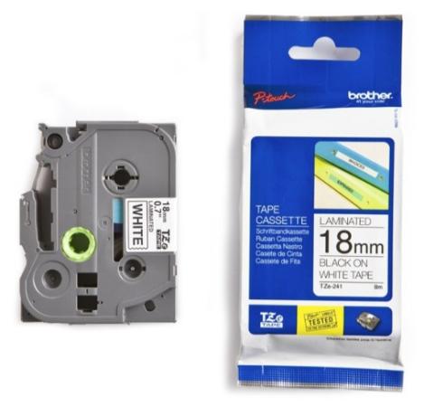 Brother p-touch TZ tape zwart op wit 18 mm